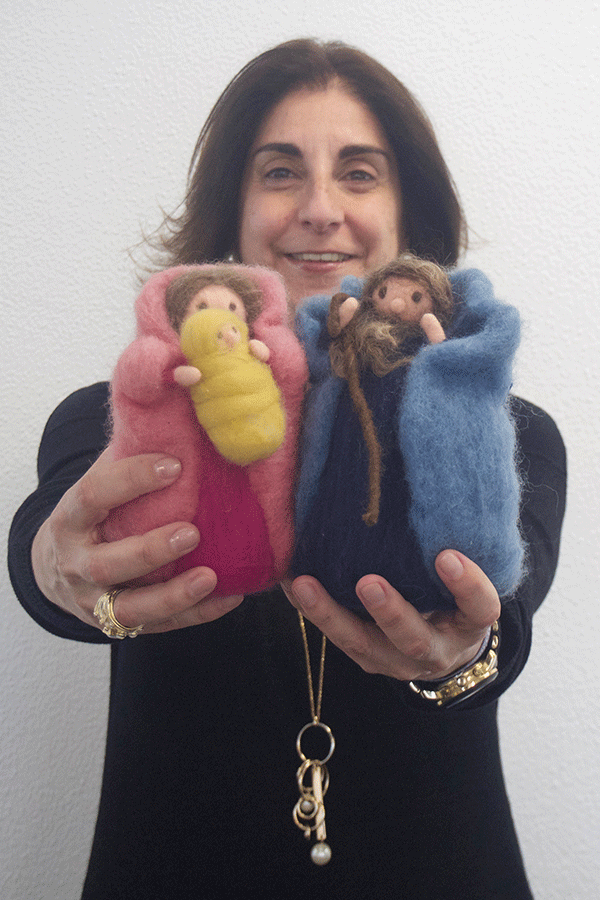 Woman with two toys