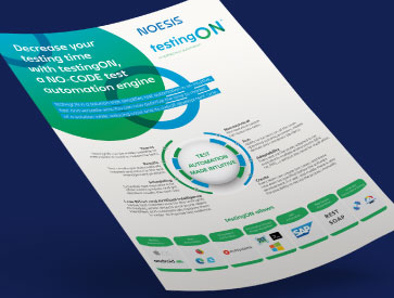 flyer sobre o testingON plataforma de automação
