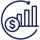 Ícone representativo da medição do retorno do investimento (ROI) e do impacto nos resultados